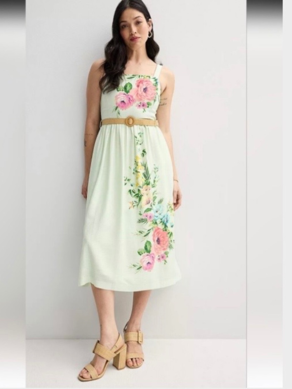Maison Tara cottagecore shabby chic mint floral dress